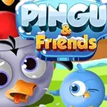 Kuvassa on sarjakuvamaisia lintuja, joista yksi on harmaa ja käyttää punaista pipoa, ja toinen on sininen, taustalla lukee PINGU & Friends