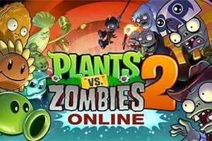 Kasvit ja zombit kohtaavat värikkäässä ja jännittävässä asetelmassa, jossa on teksti Plants vs