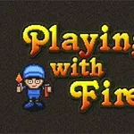 Tekstissä lukee Playing with Fire 2 ja kuvassa on hahmo sinisessä asussa pidellen palavaa kohdetta