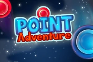 Sinisävyinen tausta, jossa lukee suurella tekstillä POINT Adventure ja ympärillä on värikkäitä ympyröitä