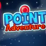 Sinisävyinen tausta, jossa lukee suurella tekstillä POINT Adventure ja ympärillä on värikkäitä ympyröitä