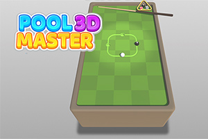 3D-biljardipöytä ja maila, jossa on kaksi palloa sekä teksti Pool 3D Master