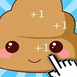 Hymyilevä emoji-kakkakasa, jossa on isot silmät ja poskipunat, teksti +1 sekä osoittava nuoliosoittimen kuva