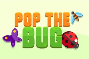 Tekstissä lukee Pop The Bug ja sen ympärillä on perhonen, leppäkerttu ja ampiainen vaalealla taustalla