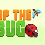 Tekstissä lukee Pop The Bug ja sen ympärillä on perhonen, leppäkerttu ja ampiainen vaalealla taustalla
