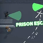 Kaksi vartijaa tummissa vaatteissa kohdistavat vihreät valonsäteet maahan, keskellä teksti PRISON ESCAPE