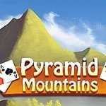 Vuoristotausta, jossa on suuri Pyramid Mountains -teksti ja kaksi pelikorttia, yksi vasemmalla ja yksi oikealla