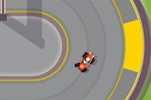 Pienoisauto ajaa kapeaa mutkaista rataa lintuperspektiivistä katsottuna