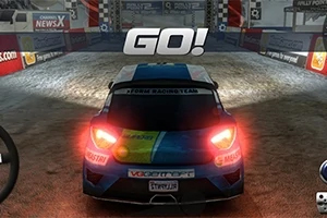 Rally Point Kilpa-auton takaa nÀkymÀ, jossa auton ylÀpuolella lukee GO!