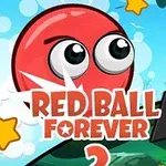 Punainen pallo hymyilee silmät suurena, taustalla tähtiä ja sininen taivas, teksti Red Ball Forever