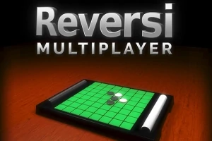 Reversi-lautapeli vihreällä pelilaudalla ja teksti Reversi Multiplayer