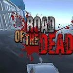 Tie verisillä roiskeilla ja teksti Road of the Dead keskellä kuvaa