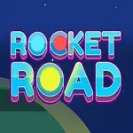 Animoitu kuva, jossa on värikäs raketti ja teksti ROCKET ROAD avaruudessa
