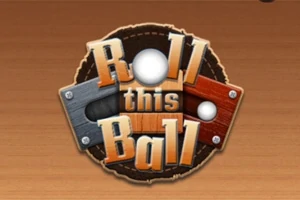 Puinen tausta, jossa keskellä metallisia ja puisia kirjaimia muodostavat sanat Roll this Ball, joiden keskellä on valkoinen pallo