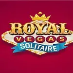 Royal Vegas Solitaire -logo punaisella taustalla, jossa on kruunu ja valokoristeita