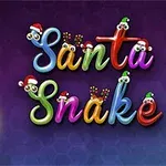 Värikäs käärme joululakissa ja koristeellinen teksti Santa Snake pimeällä taustalla jouluvalojen kera