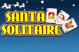 Jouluteemaisia kortteja ja keltaista tekstiä sinisellä taustalla, ylhäällä poroja vetämässä rekeä