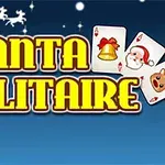 Jouluteemaisia kortteja ja keltaista tekstiä sinisellä taustalla, ylhäällä poroja vetämässä rekeä