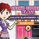 Piirroshahmo keittiössä peukalo pystyssä vaaleanpunaisella taustalla ja teksti SARAS COOKING CLASS