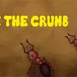 Muurahaisia kulkemassa ruskealla taustalla, jossa lukee SAVE THE CRUMB