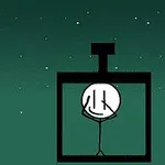 Tikku-ukko suljetussa lasikammiossa yötaivaan alla