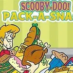 Scooby-Doo! Pack-a-Snack Kaksi piirroshahmoa pitelee suuria voileipiä ja ruokia, taustalla näkyy Scooby-Doo!