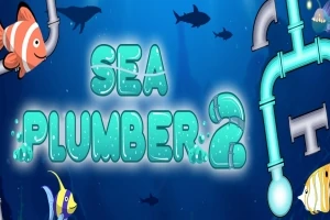 Tekstissä lukee Sea Plumber 2, ja kuvituksessa on putkia, kaloja ja haamuja sinisellä, vedenalaisella taustalla
