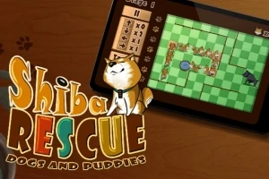 Shiba Inu -koiran kuvalla varustettu pelitaulu ja iso teksti