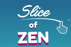 Sinisellä taustalla teksti Slice of Zen ja valkoinen piirros sormesta