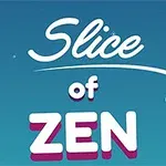 Sinisellä taustalla teksti Slice of Zen ja valkoinen piirros sormesta
