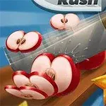 Veitsi leikkaa omenaa ja hedelmiä leikkuulaudalla