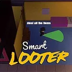 Ylhäältä kuvattu huone, jossa on sänky, ja varjo hahmosta, joka liikkuu valokeilan kanssa; tekstit steal all the items ja release moor to hide näkyvät