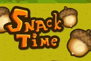 Otsikko Snack Time vihreällä taustalla ja tammenterhoja ympärillä