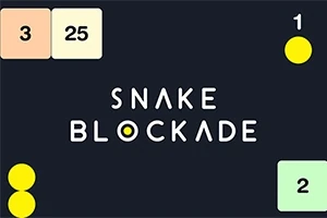 Mustalla taustalla on teksti Snake Blockade, värikkäitä numeroneliöitä ja keltaisia ympyröitä