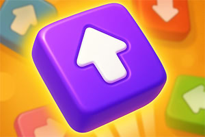 Violetti kuutio, jossa on valkoinen ylöspäin osoittava nuoli, ja taustalla on useita eri värisiä kuutioita