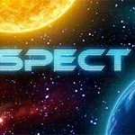 Avaruusalus leijuu avaruudessa planeetan ja hehkuvan tähden läheisyydessä tekstin SPECT edessä