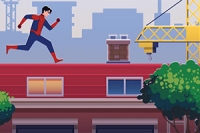 Hyppää katoilla ja vältä esteitä Spider-Boyna