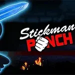 Musta tikkumieshahmo, jolla on sininen miekka, on kyykistyneessä asennossa pimeällä taustalla tulen loimutessa