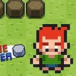 Pikselöity hahmo vihreällä ruudullisella nurmikentällä, vierellä teksti STONE SMACKER