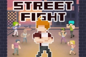 Pikselityylinen kuva, jossa on useita hahmoja kadulla sekä teksti Street Fight yläosassa