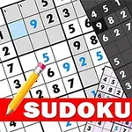 Useita sudoku-ruudukoita ja keltainen lyijykynä, jossa on punainen pyyhekumi, tekstin Sudoku päällä