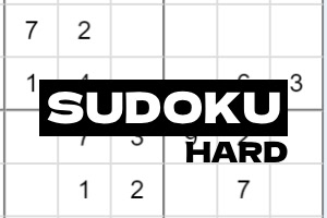 Sudokuruudukko, jossa on teksti SUDOKU HARD keskellä