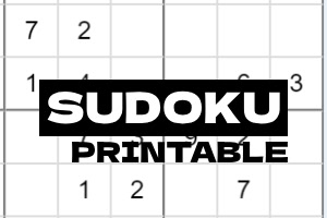 Sudoku-ruudukko, jonka keskellä musta teksti SUDOKU PRINTABLE