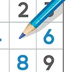 Sinisävyinen kynä on ruudukossa, jossa on numeroita