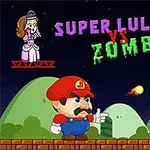 Pikselöity videopelihahmo ampuu tulipallon vihreää zombieta kohti, taustalla prinsessahahmo ja teksti