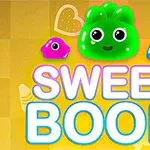 Värikkäitä, ilmeikkäitä limamaisia hahmoja ja teksti Sweet Boom keltaisella taustalla