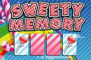 Kirkkaita karkkiteemaisia grafiikoita, joissa on sydämen muotoisia tikkareita ja teksti Sweety Memory