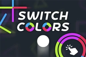Värikkäitä ympyröitä ja teksti “Switch Colors” tummalla taustalla