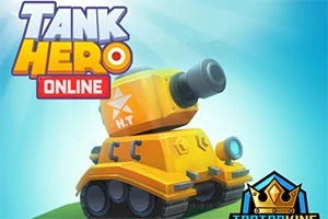 Kirkkaan keltainen piirretty tankki ja sen yläpuolella oleva teksti sinistä taivasta vasten