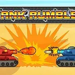 Punainen ja sininen tankki ampuvat toisiaan aavikkomaisemassa, keskellä suuri räjähdys